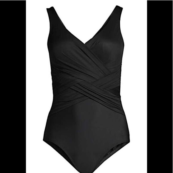 Land’s End Plus Regular size Slenderize wrap control one piece swimsuit Various - Picture 6 of 11